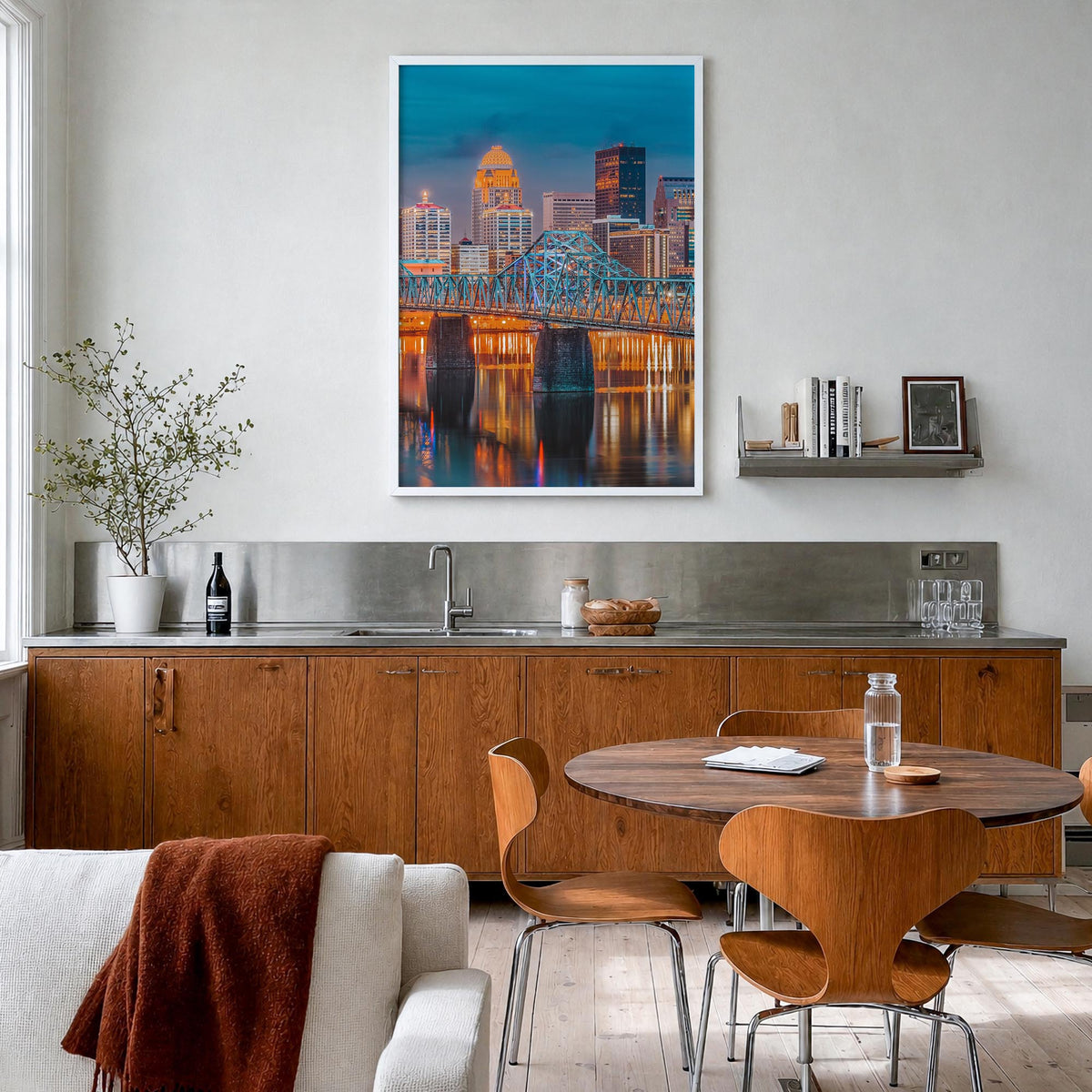 Kentucky no. 2 colorful photo poster of United States – vertical wall art in white wood frame, hanging on wall