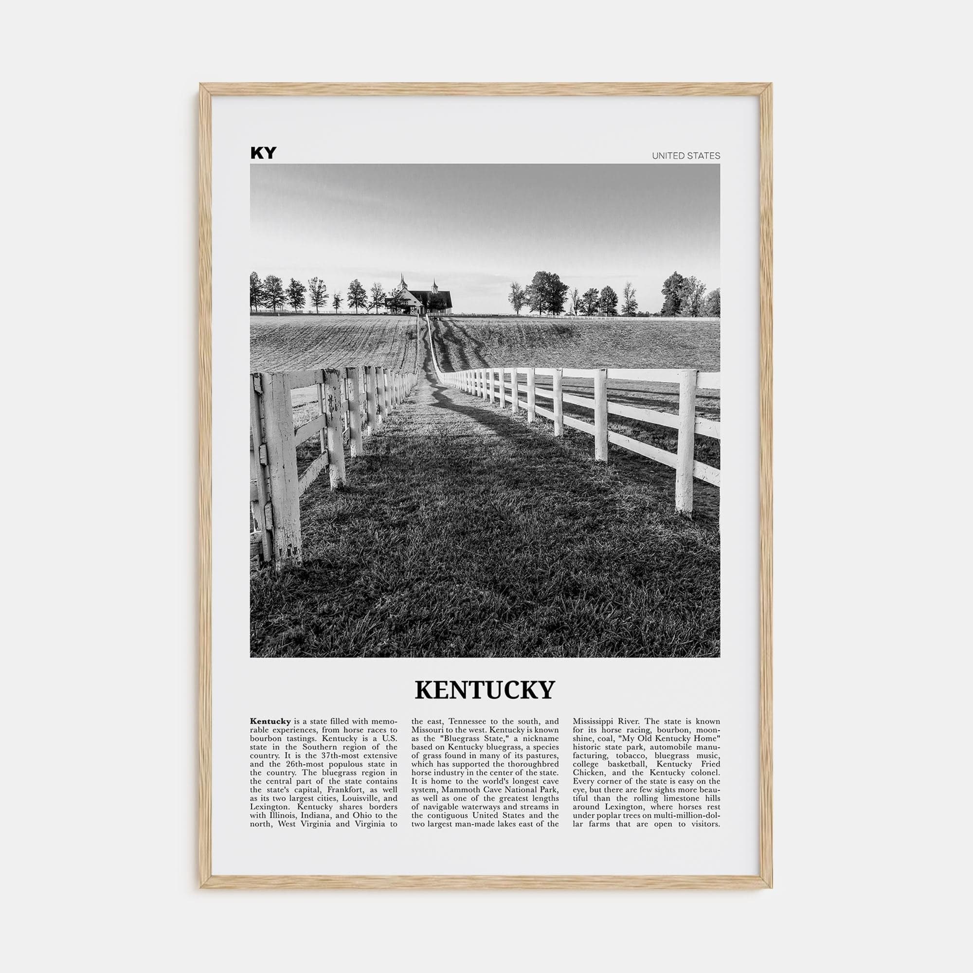 Kentucky No 2 Poster Natural Wood / 8x12 in Nbourhood Travel B&W Poster