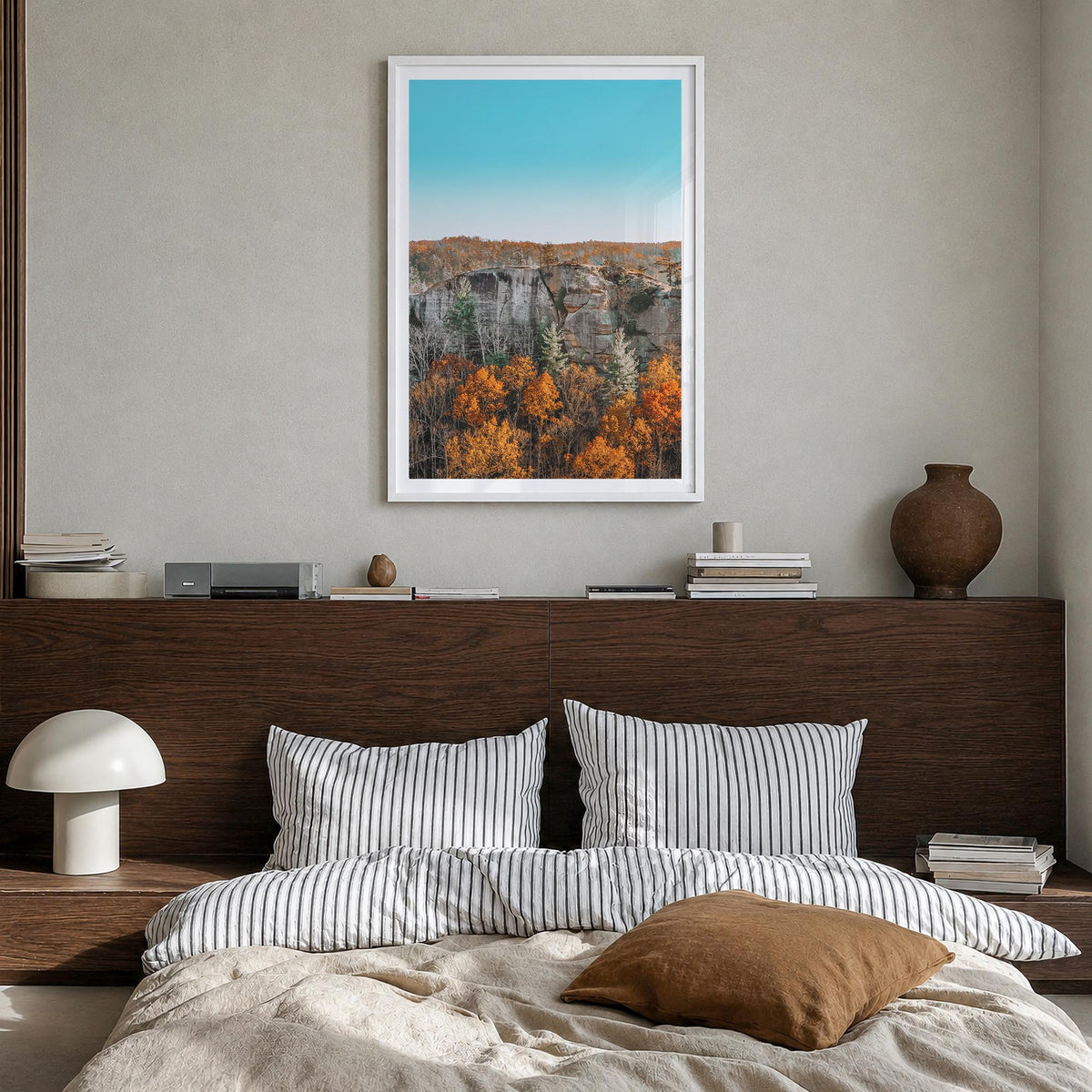 Kentucky no. 3 colorful photo poster of United States – vertical wall art in white wood frame with white border, hanging on w