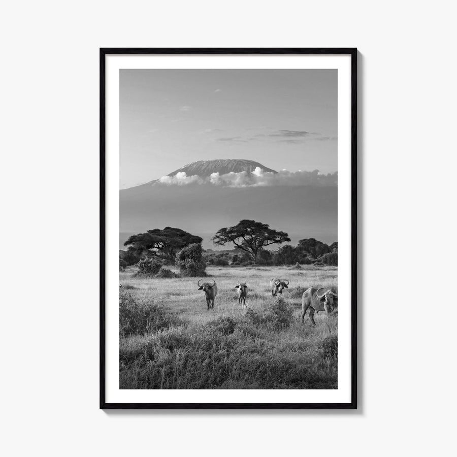 Kenya black & white photo poster of Africa – vertical wall art, unframed print shown in interior mockup