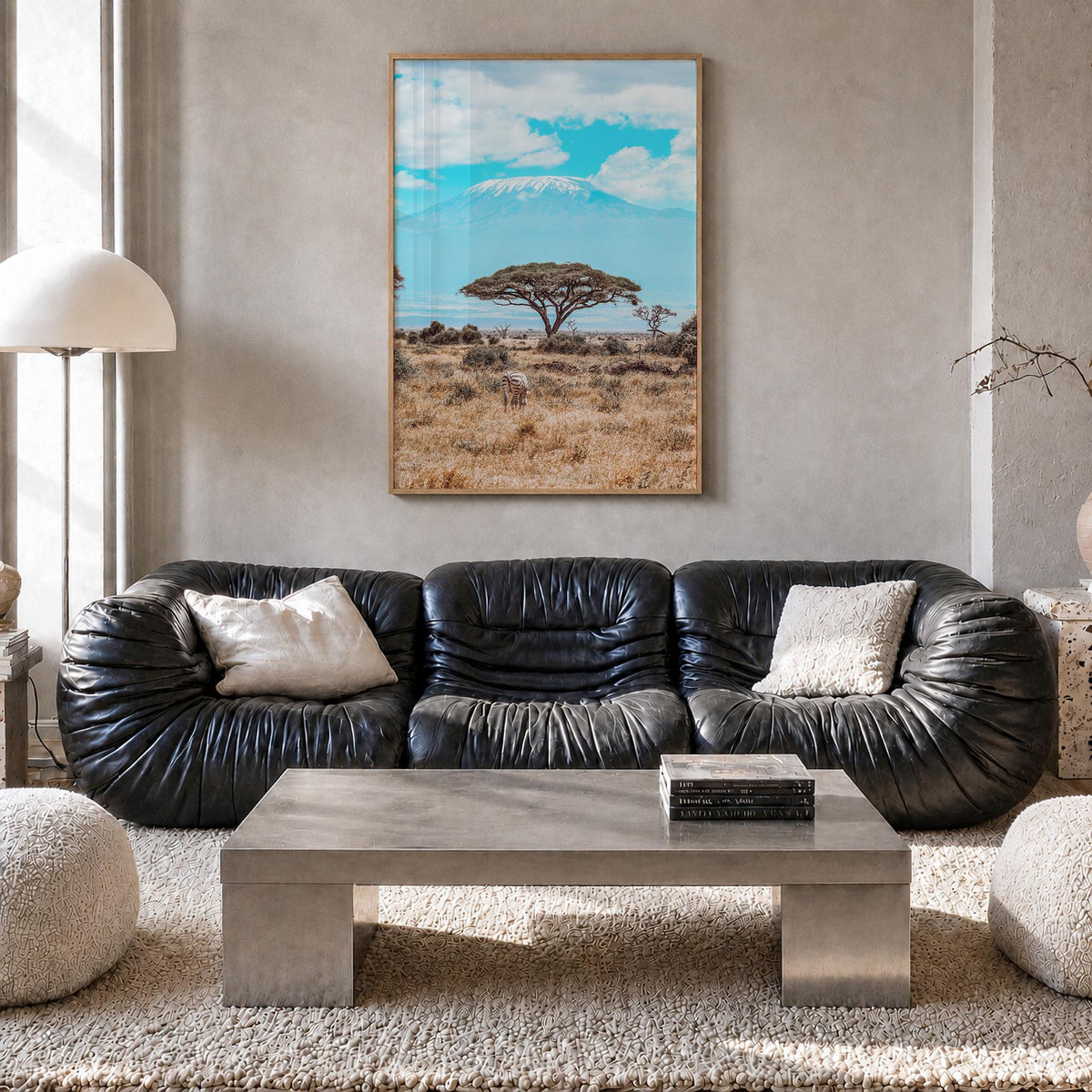Kenya colorful photo poster of Africa – vertical wall art in natural wood frame, hanging on wall