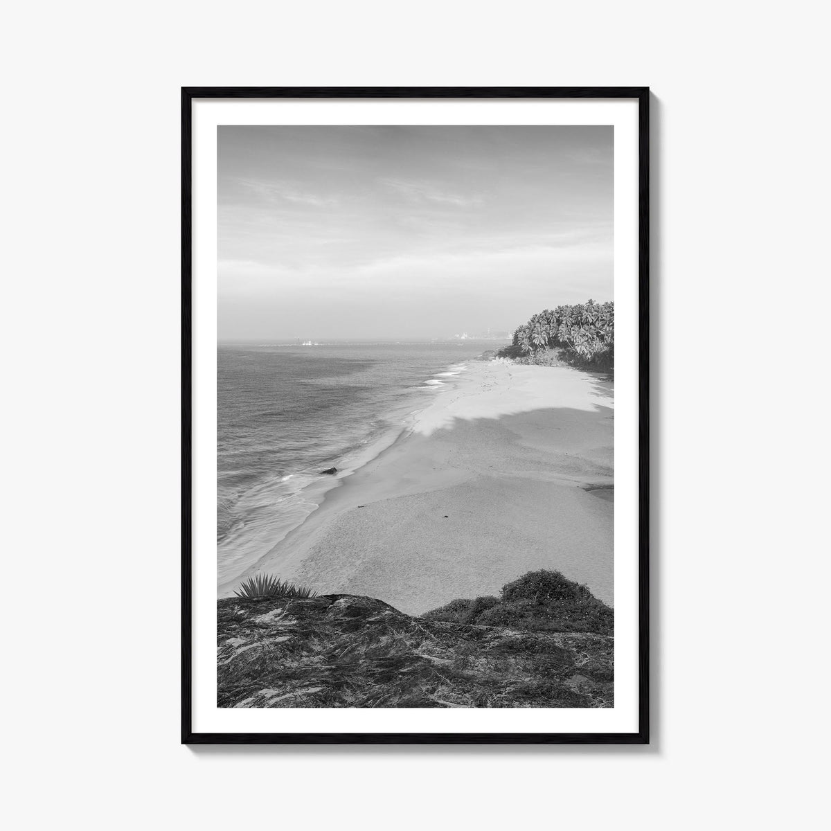 Kerala black & white photo poster of India – vertical wall art, unframed print shown in interior mockup