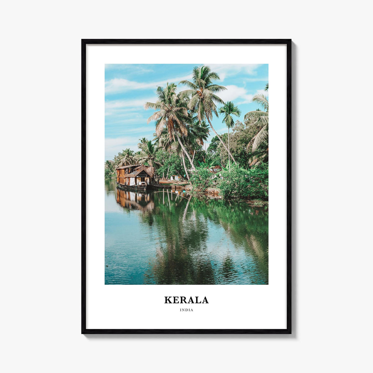 Kerala colorful classic poster of India – vertical wall art, unframed print shown in interior mockup