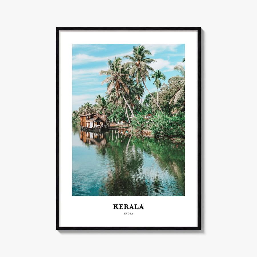 Kerala colorful classic poster of India – vertical wall art, unframed print shown in interior mockup