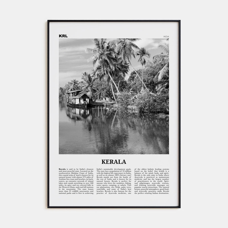 Kerala Poster None / 8x12 in Nbourhood Travel B&W Poster