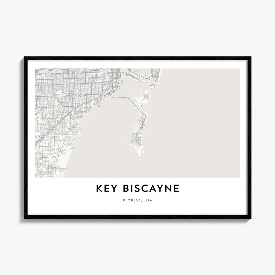 Key Biscayne Map Poster, framed poster mockup
