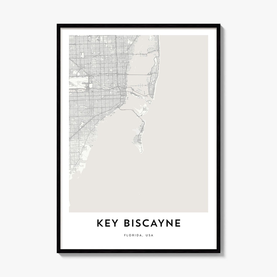Key Biscayne Map Poster, framed poster mockup