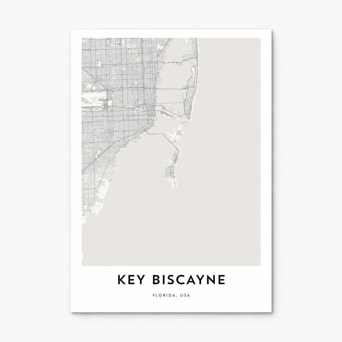 Key Biscayne Map Poster, print only (unframed)