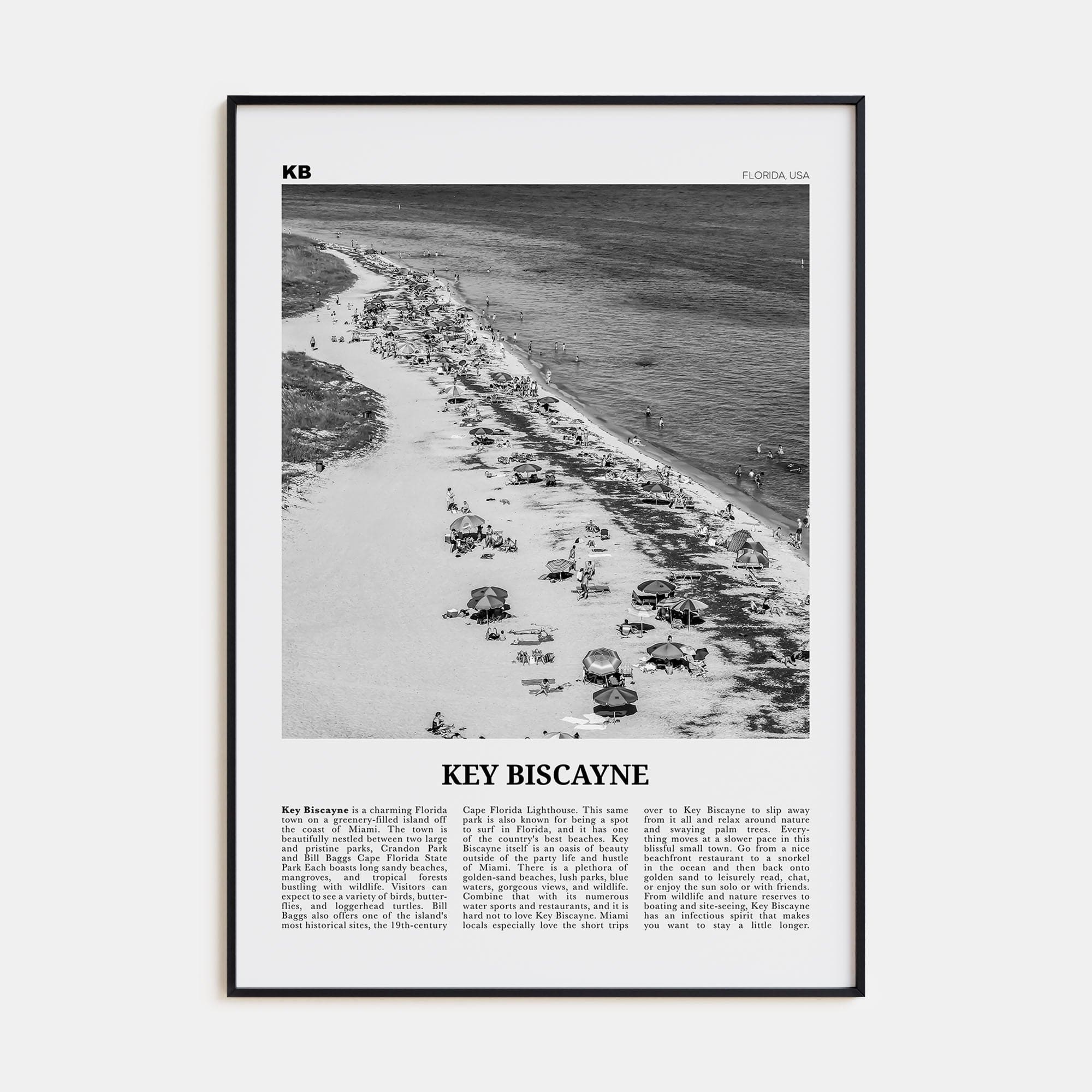 Key Biscayne Poster None / 8x12 in Nbourhood Travel B&W Poster