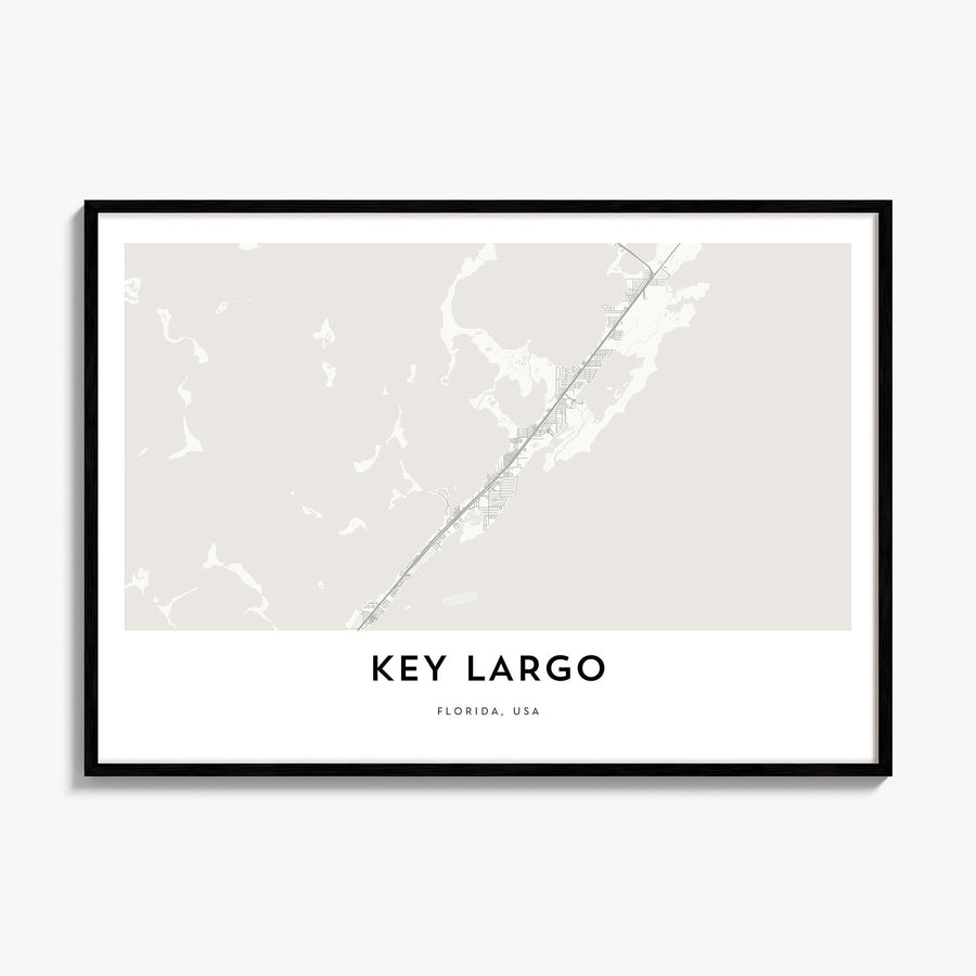 Key Largo Map Poster, framed poster mockup