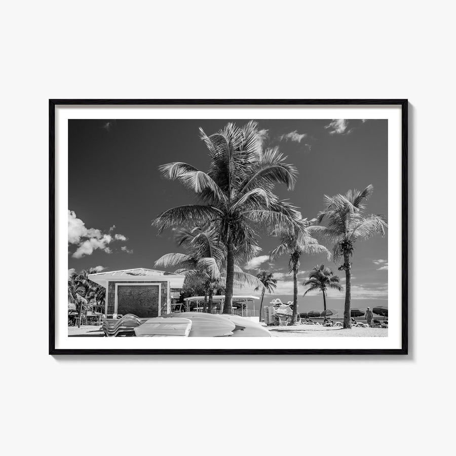 Key West black & white photo poster of Florida, USA – horizontal wall art, unframed print shown in interior mockup