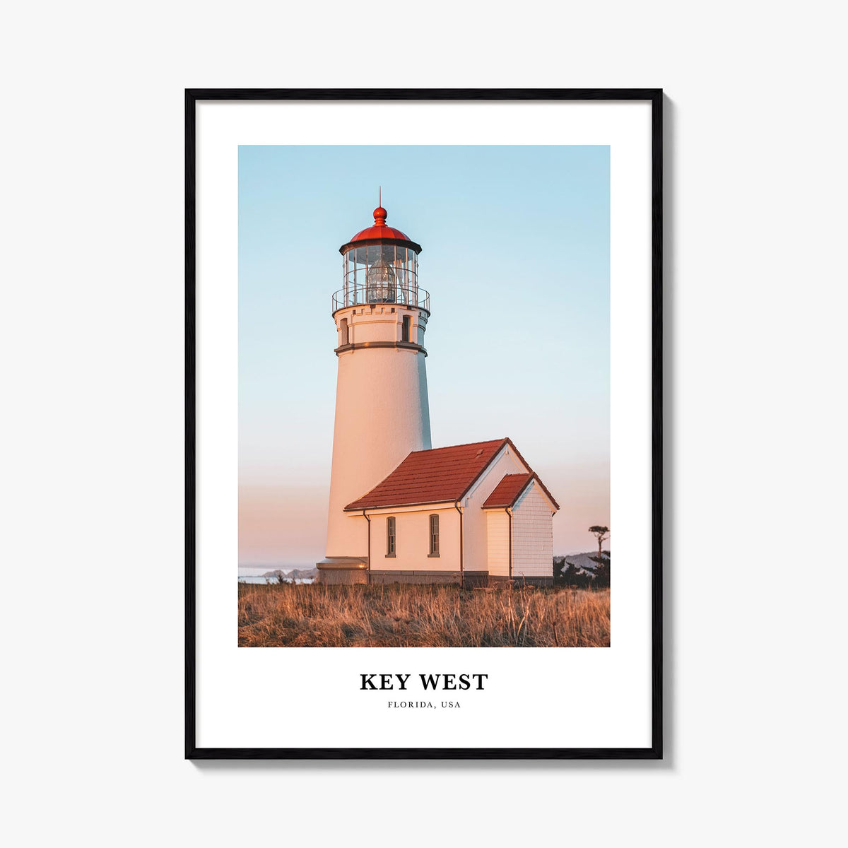 Key West colorful classic poster of Florida, USA – vertical wall art, unframed print shown in interior mockup