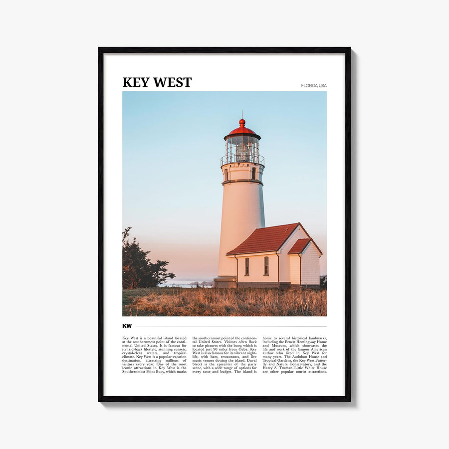 Key West colorful travel poster of Florida, USA – vertical wall art, unframed print shown in interior mockup