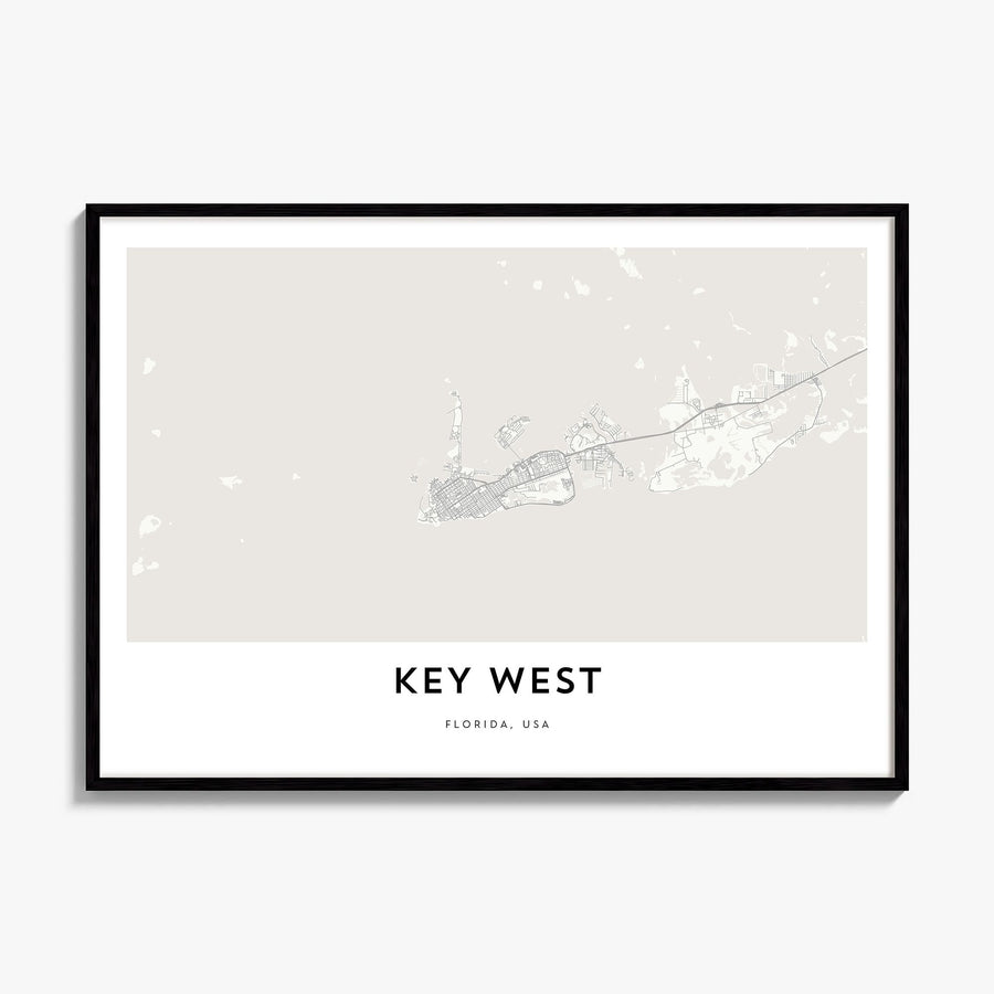 Key West Map Poster, framed poster mockup