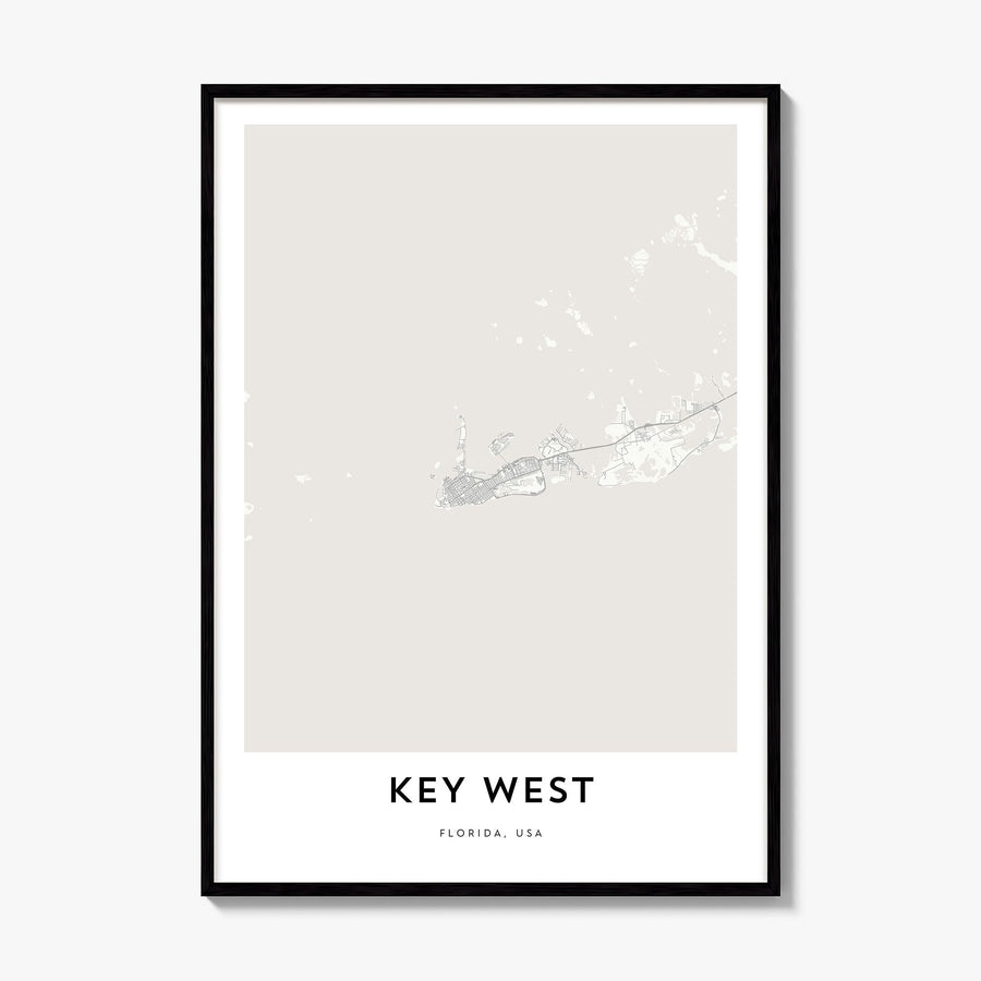 Key West Map Poster, framed poster mockup