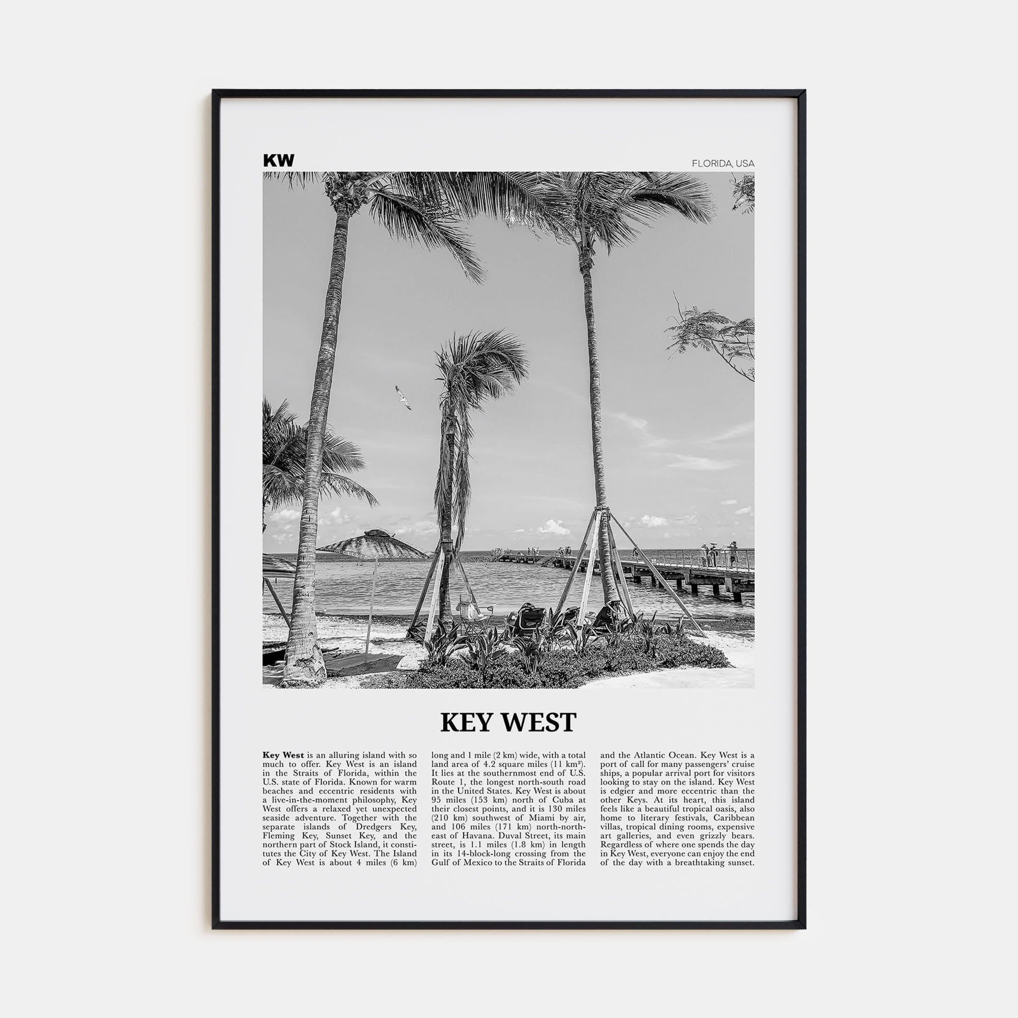 Key West No 1 Poster None / 8x12 in Nbourhood Travel B&W Poster