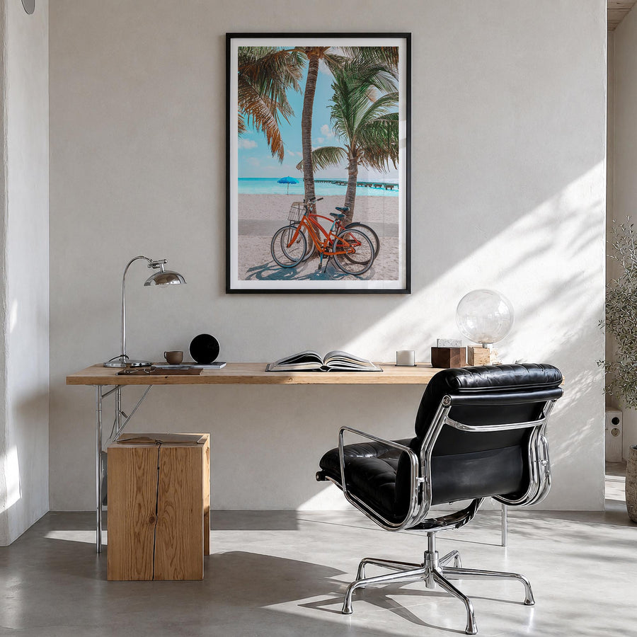 Key West no. 3 colorful photo poster of Florida, USA – vertical wall art in black wood frame with white border, hanging on wa