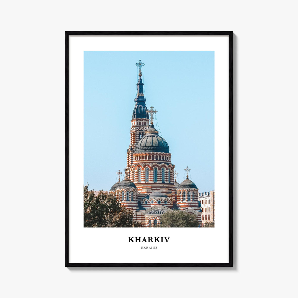 Kharkiv colorful classic poster of Ukraine – vertical wall art, unframed print shown in interior mockup