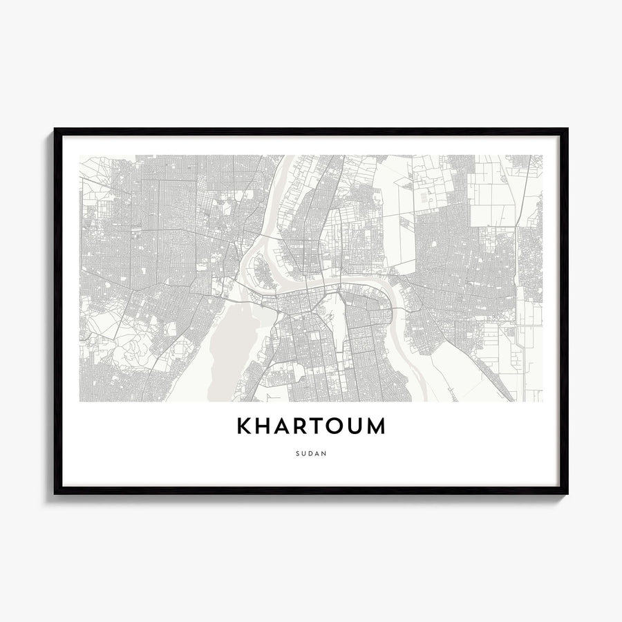 Khartoum Map Poster, framed poster mockup
