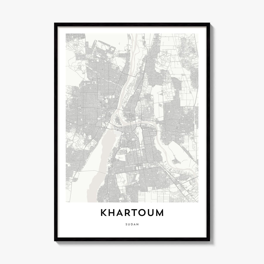 Khartoum Map Poster, framed poster mockup