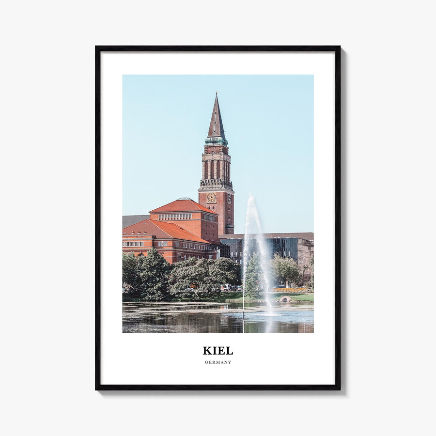Kiel colorful classic poster of Germany – vertical wall art, unframed print shown in interior mockup