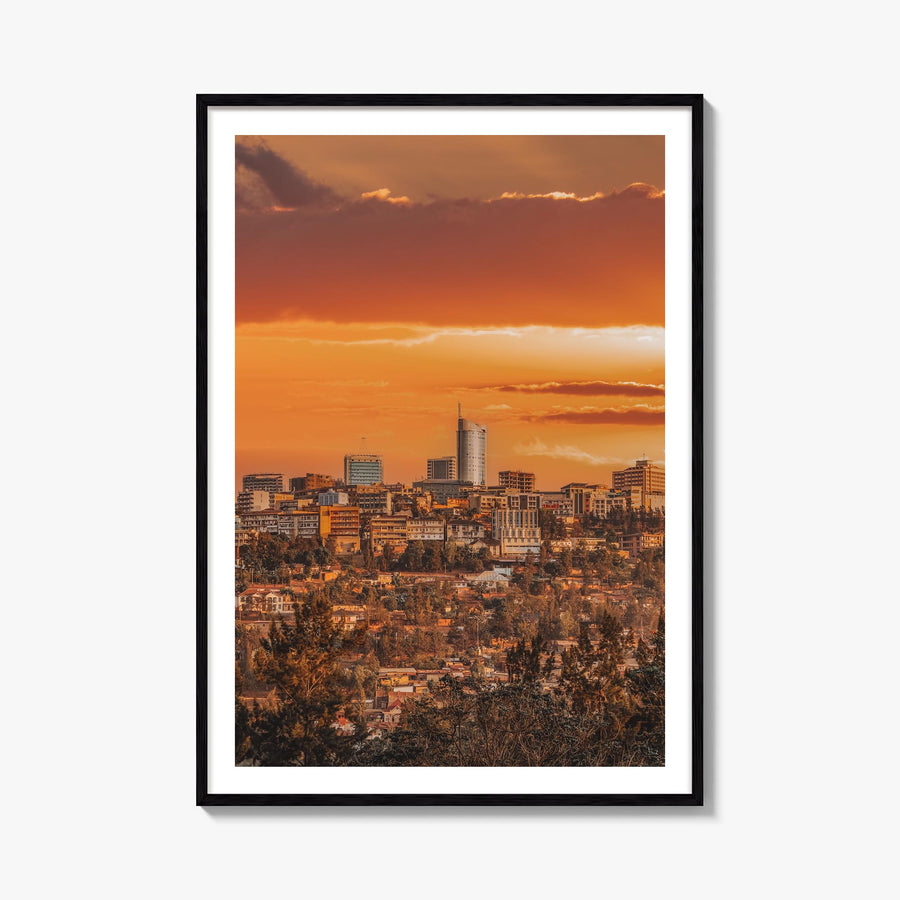 Kigali colorful photo poster of Rwanda – vertical wall art, unframed print shown in interior mockup