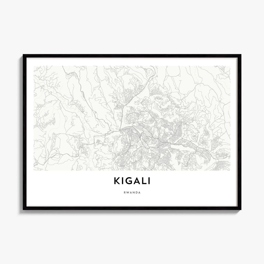 Kigali Map Poster, framed poster mockup