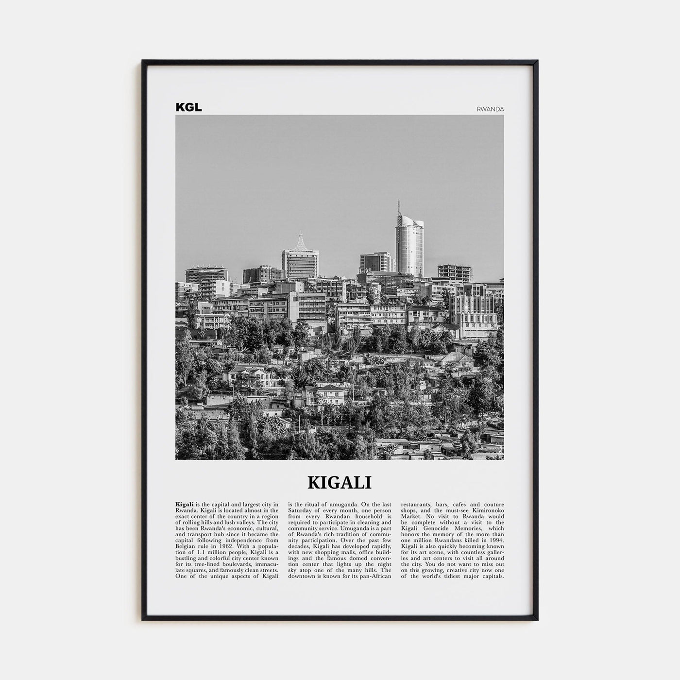 Kigali Poster None / 8x12 in Nbourhood Travel B&W Poster