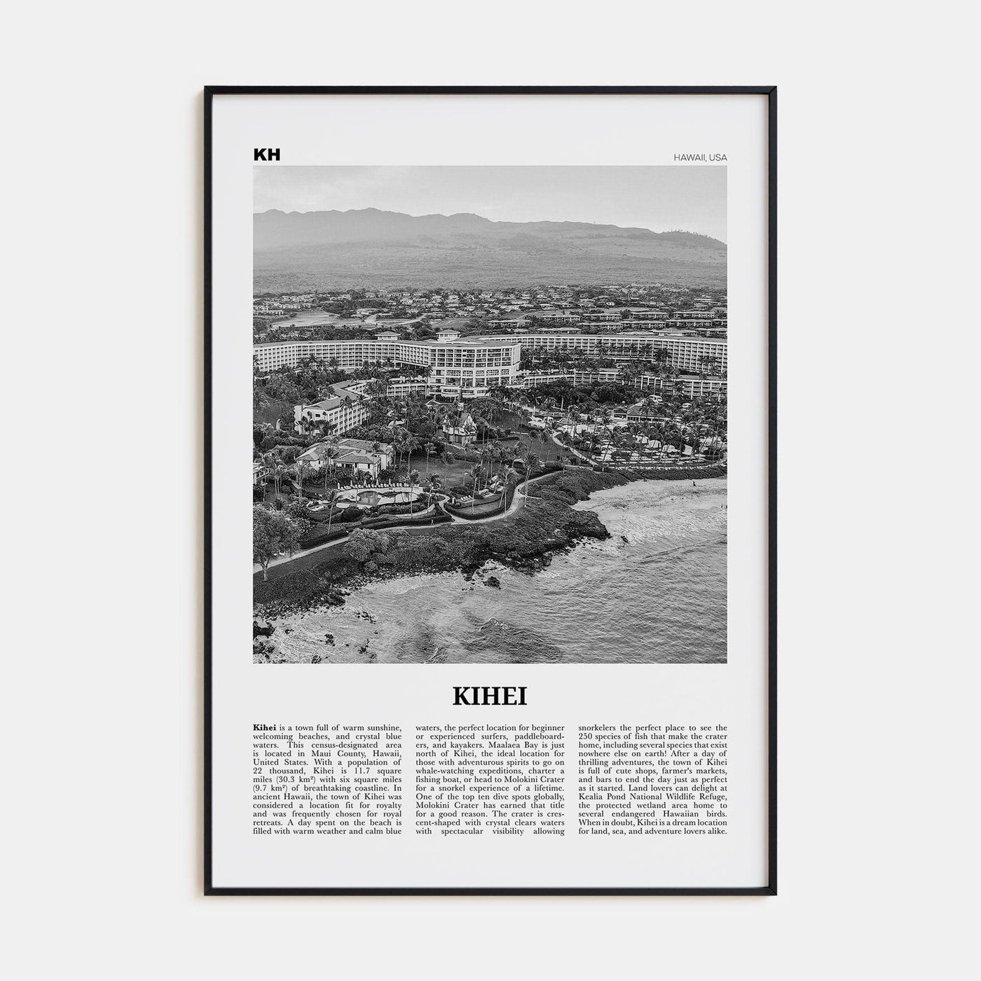 Kihei Poster None / 8x12 in Nbourhood Travel B&W Poster