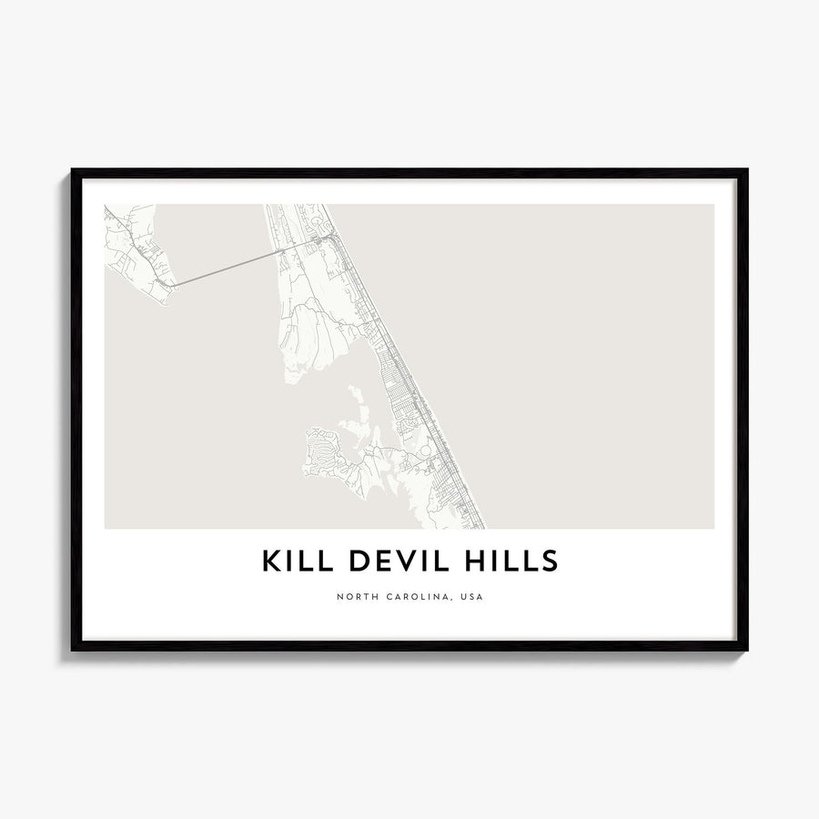 Kill Devil Hills Map Poster, framed poster mockup