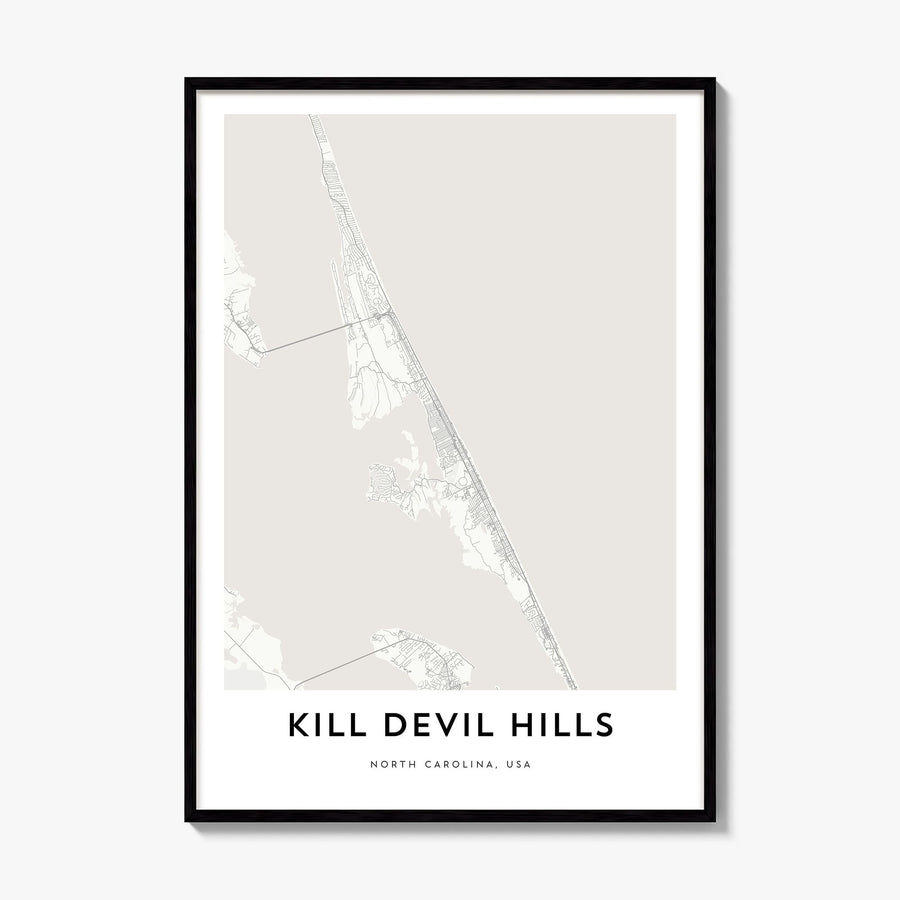Kill Devil Hills Map Poster, framed poster mockup
