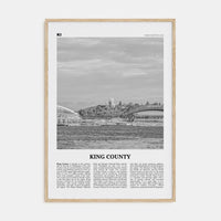 King County Poster Natural Wood / 8x12 in Nbourhood Travel B&W Poster