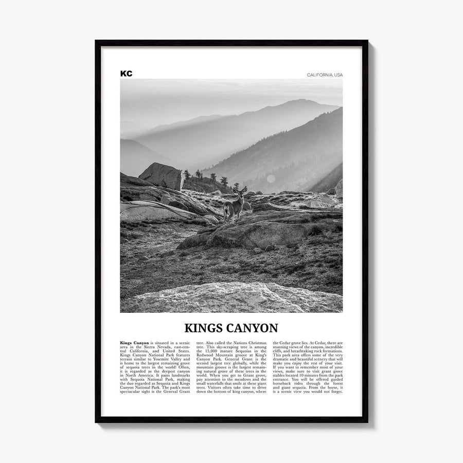 Kings Canyon National Park Newspaper Poster, framed poster mockup