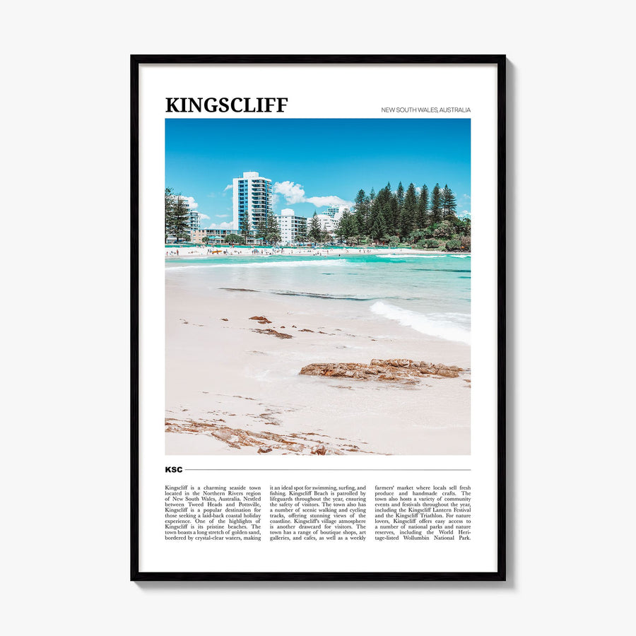 Kingscliff Travel Poster, framed poster mockup