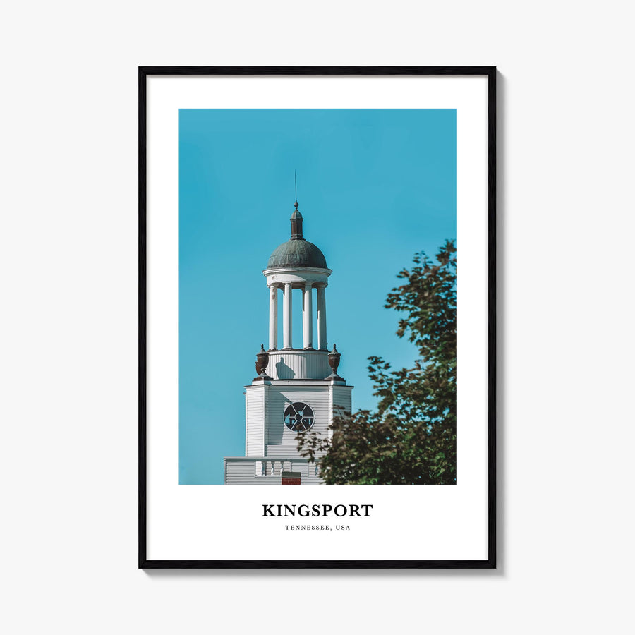 Kingsport colorful classic poster of Tennessee, USA – vertical wall art, unframed print shown in interior mockup