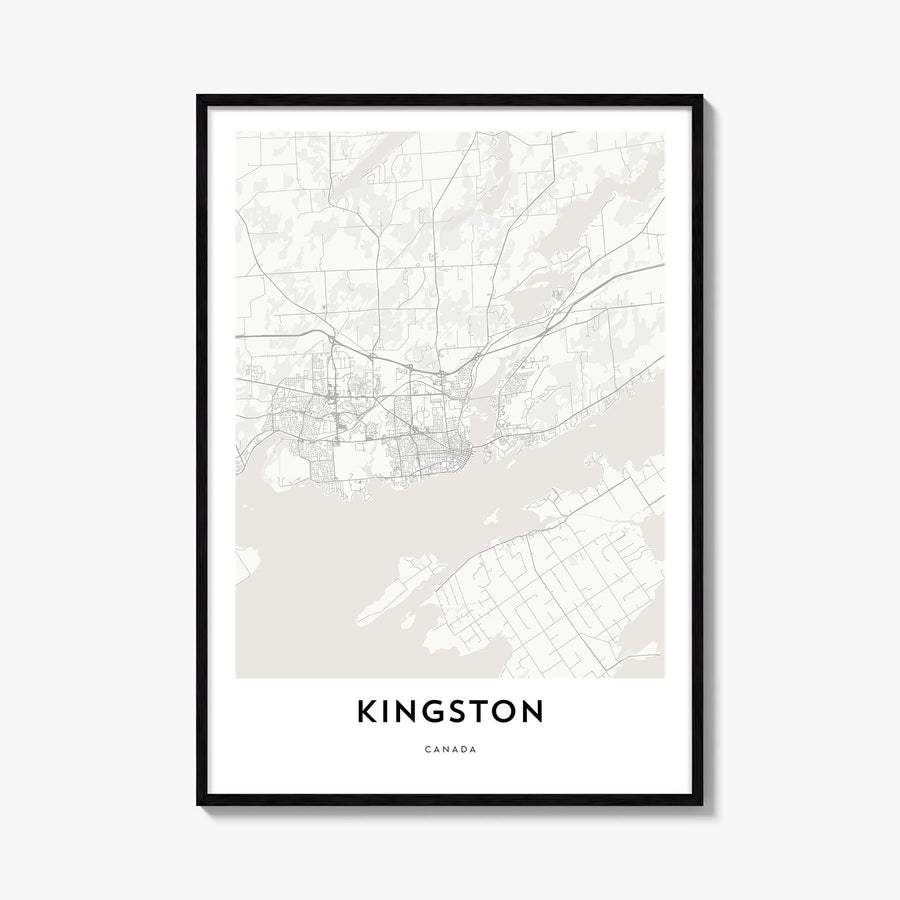 Kingston, Canada black & white map poster of Canada – vertical wall art, unframed print shown in interior mockup