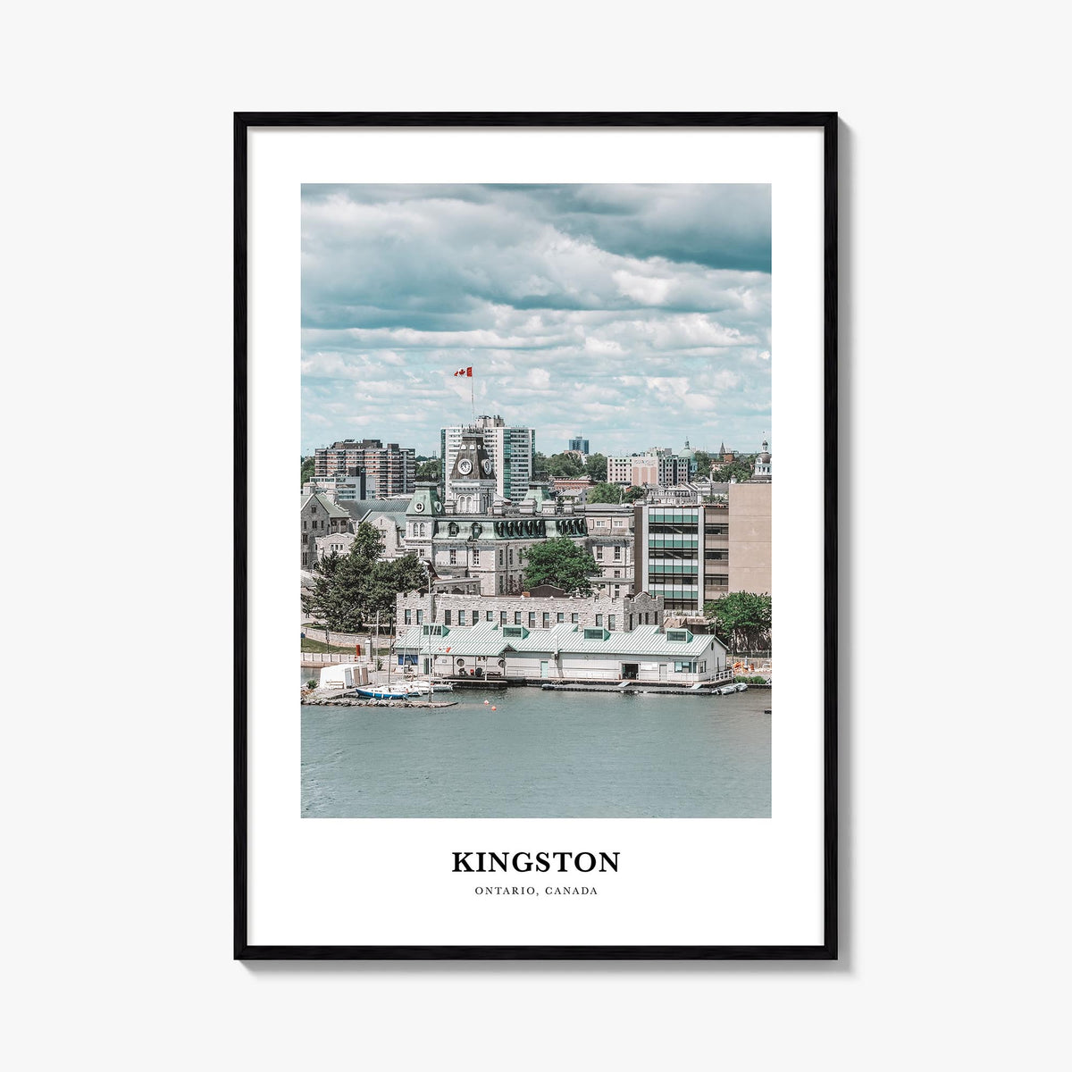 Kingston, Canada colorful classic poster of Canada – vertical wall art, unframed print shown in interior mockup