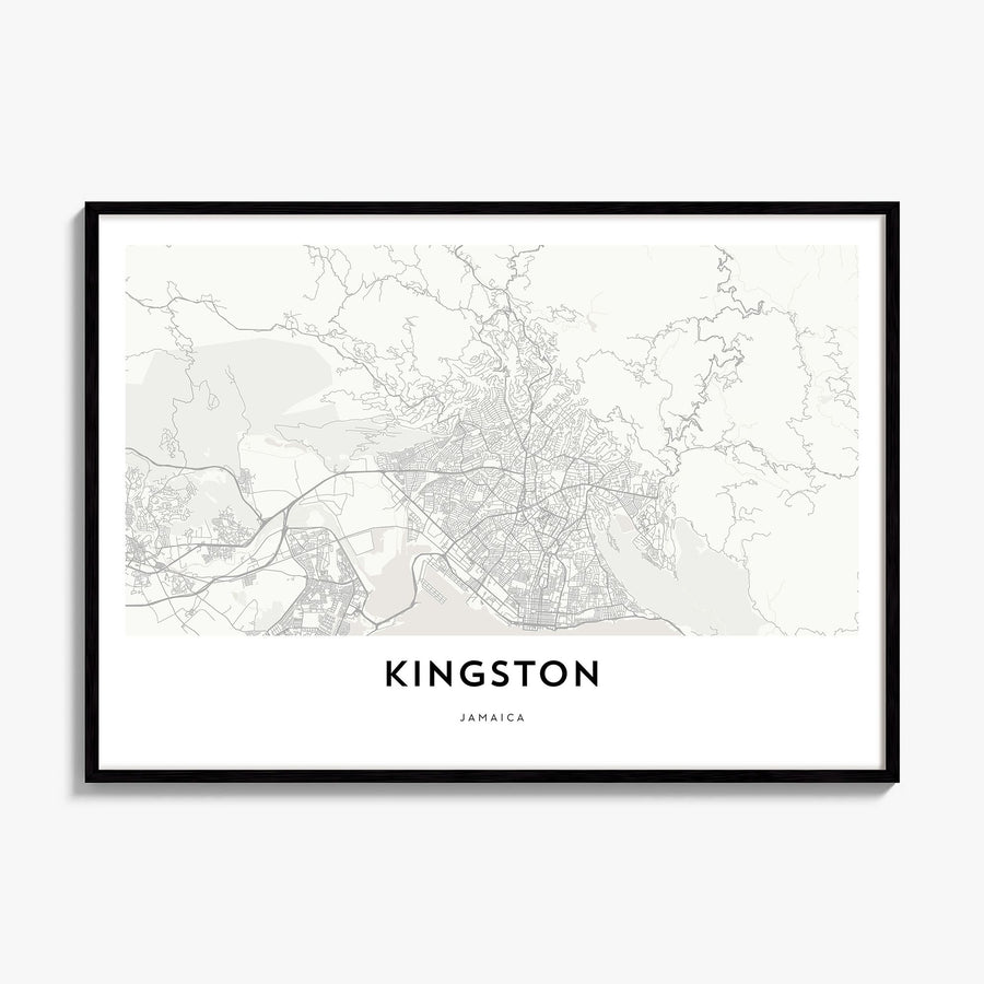 Kingston, Jamaica Map Poster, framed poster mockup