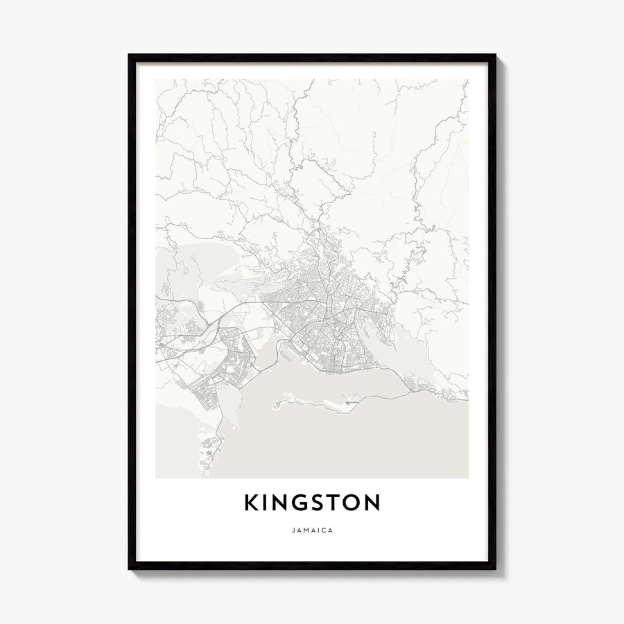 Kingston, Jamaica Map Poster, framed poster mockup