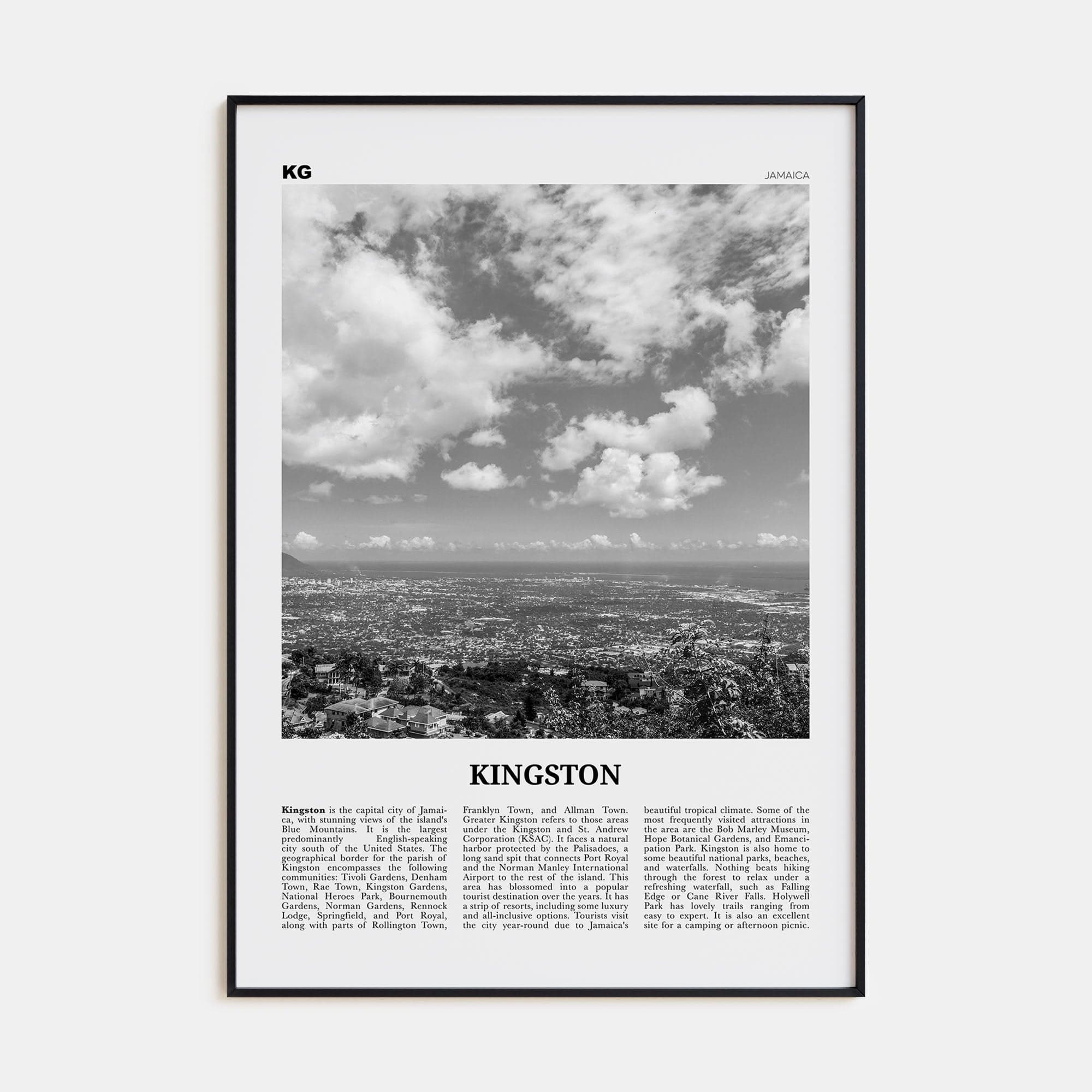 Kingston, Jamaica Poster None / 8x12 in Nbourhood Travel B&W Poster