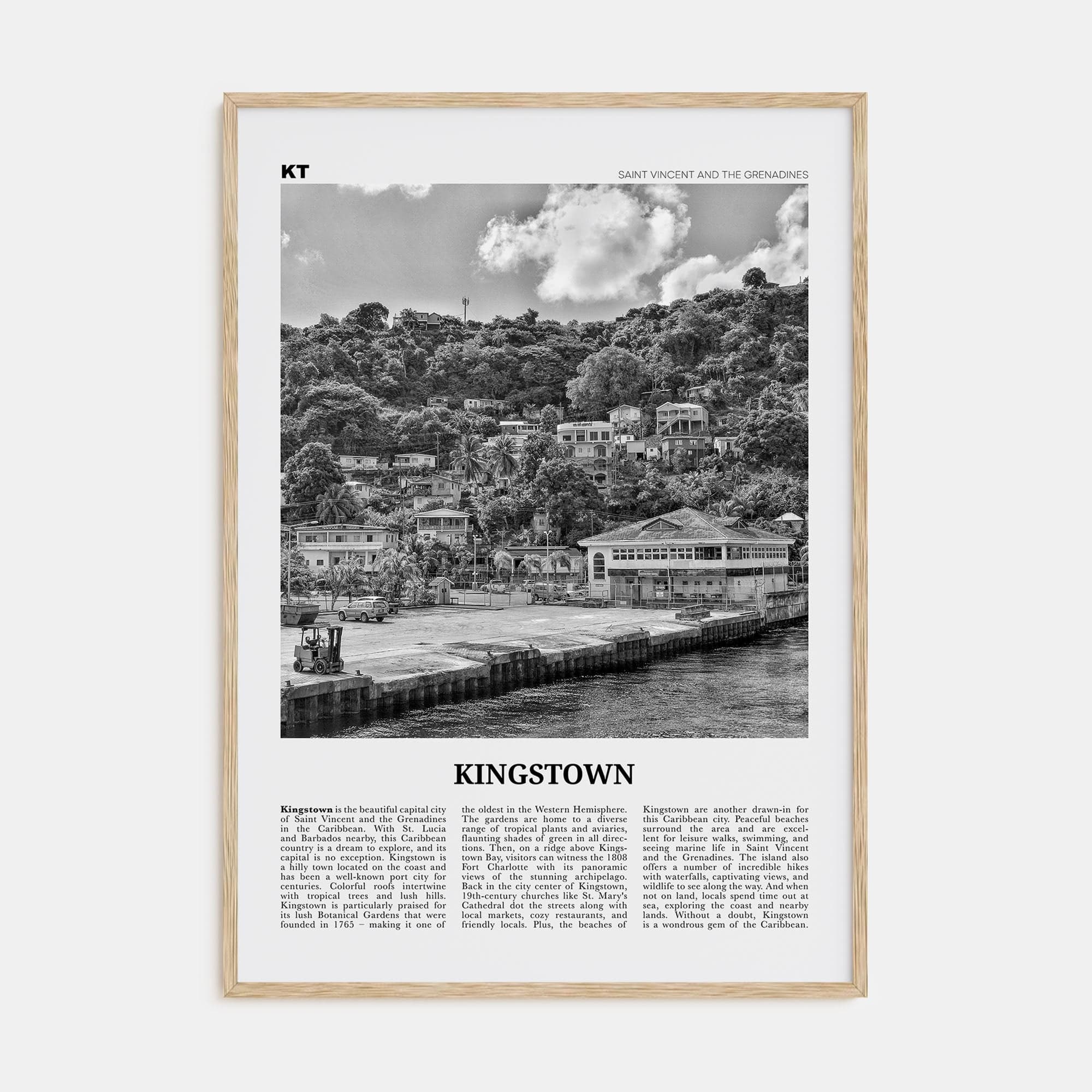 Kingstown Poster Natural Wood / 8x12 in Nbourhood Travel B&W Poster