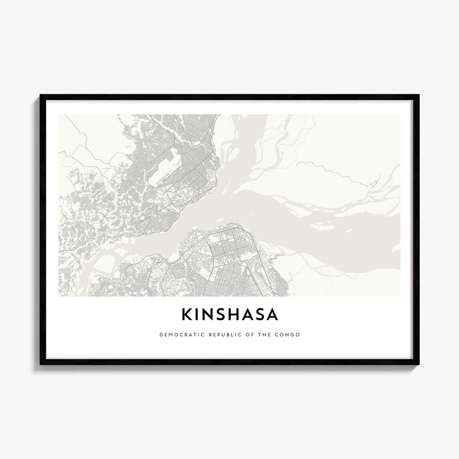 Kinshasa Map Poster, framed poster mockup