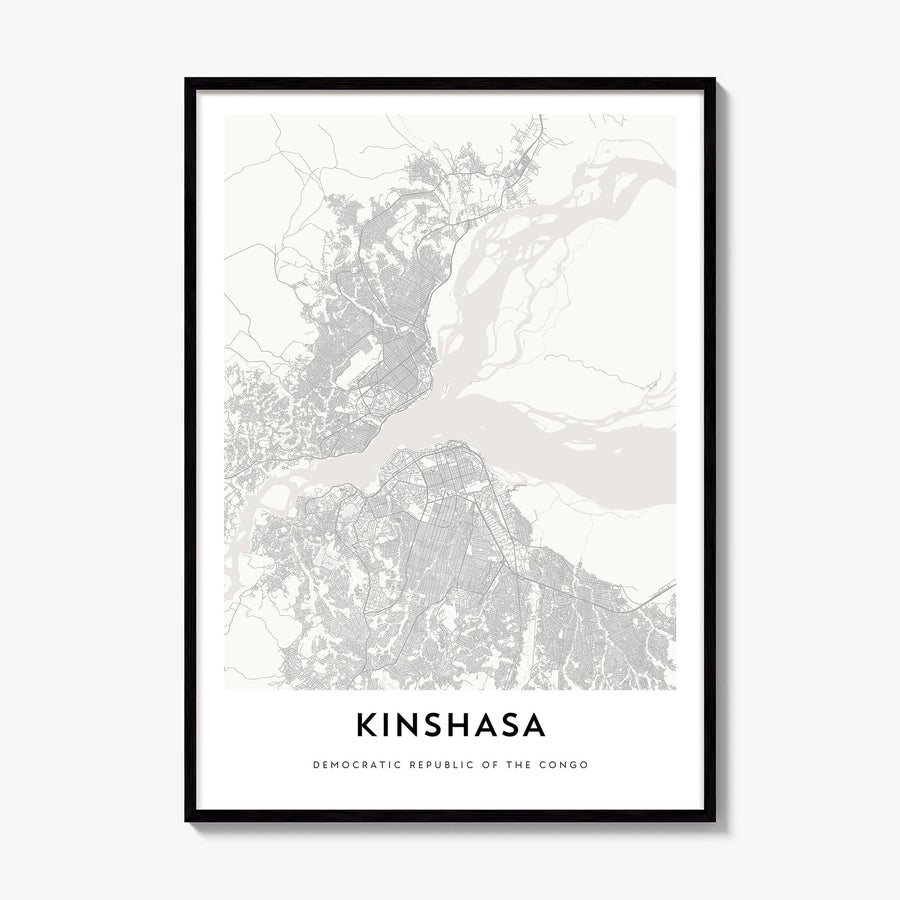 Kinshasa Map Poster, framed poster mockup