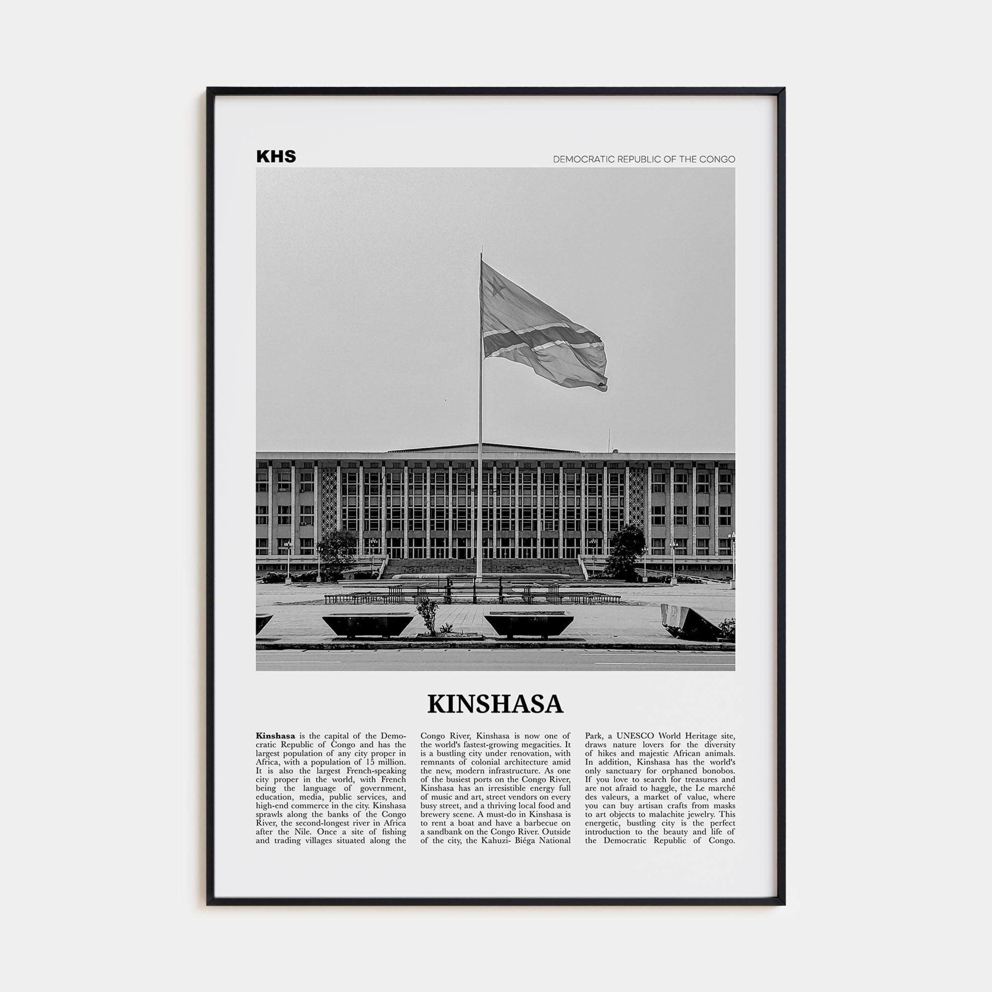 Kinshasa Poster None / 8x12 in Nbourhood Travel B&W Poster