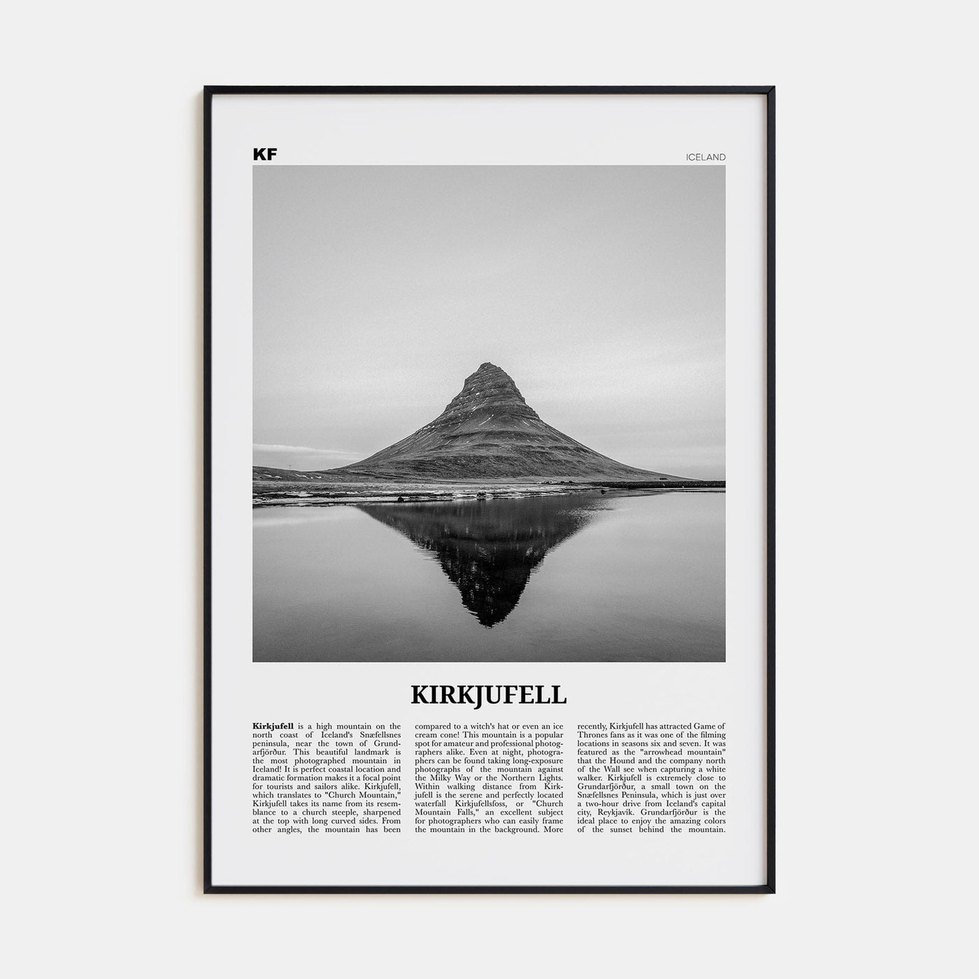 Kirkjufell Poster None / 8x12 in Nbourhood Travel B&W Poster