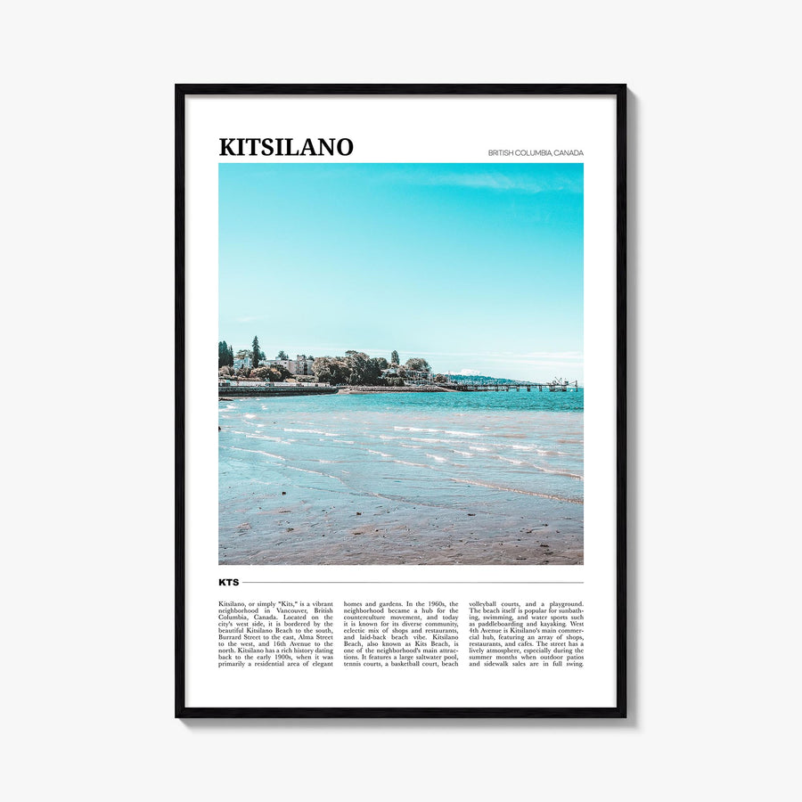 Kitsilano colorful travel poster of Vancouver, British Columbia – vertical wall art, unframed print shown in interior mockup