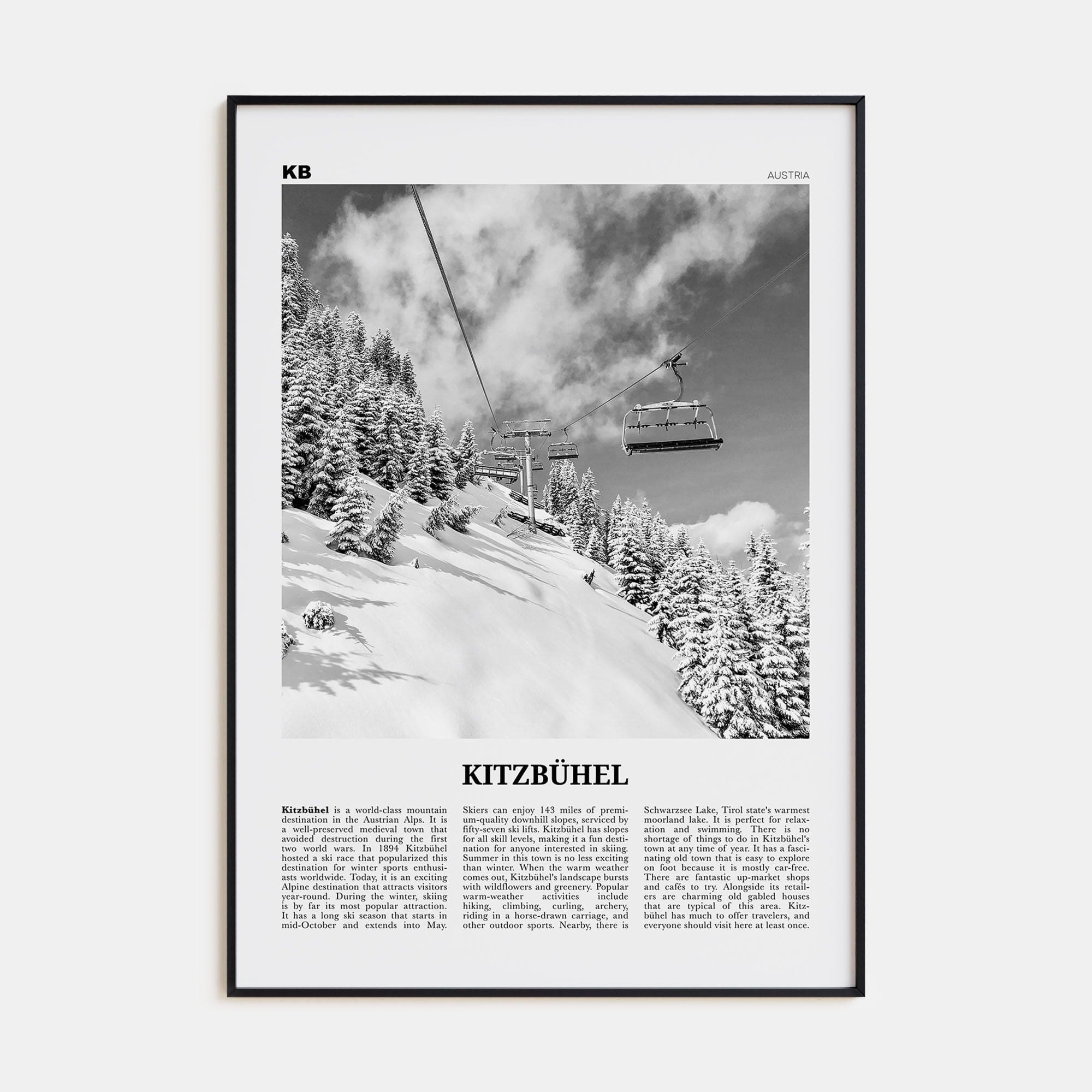 Kitzbühel Poster None / 8x12 in Nbourhood Travel B&W Poster