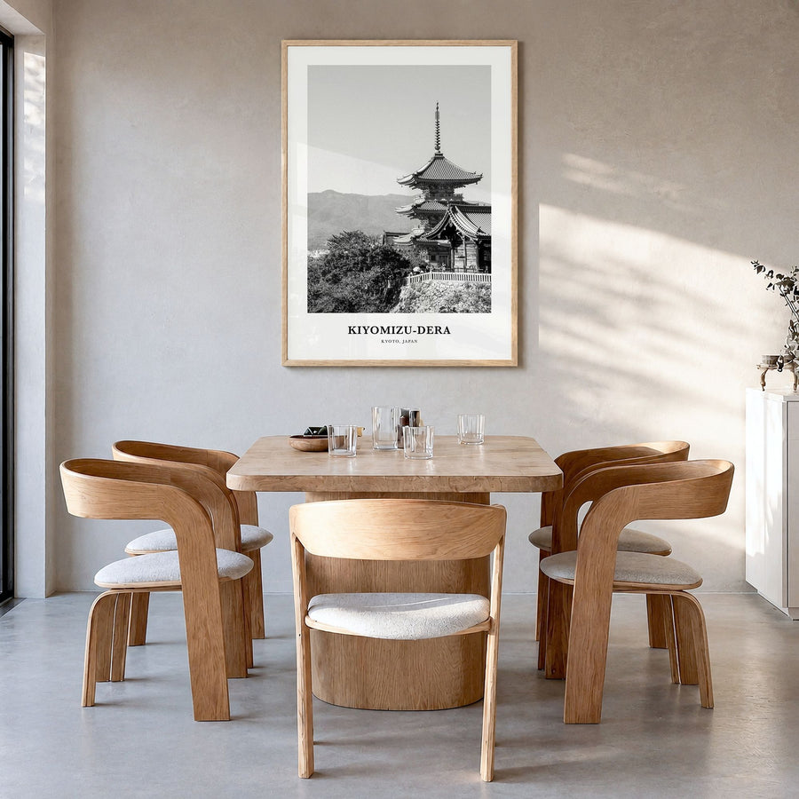 Kiyomizu-dera Classic Poster in a natural wood frame, hanging in a dining room