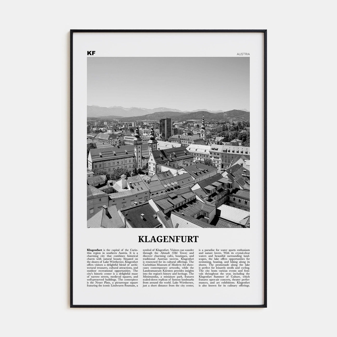 Klagenfurt Poster None / 8x12 in Nbourhood Travel B&W Poster