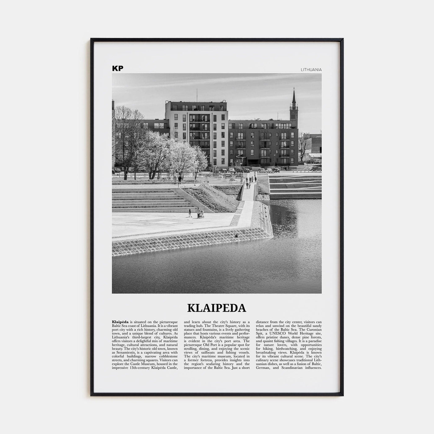 Klaipeda Poster None / 8x12 in Nbourhood Travel B&W Poster